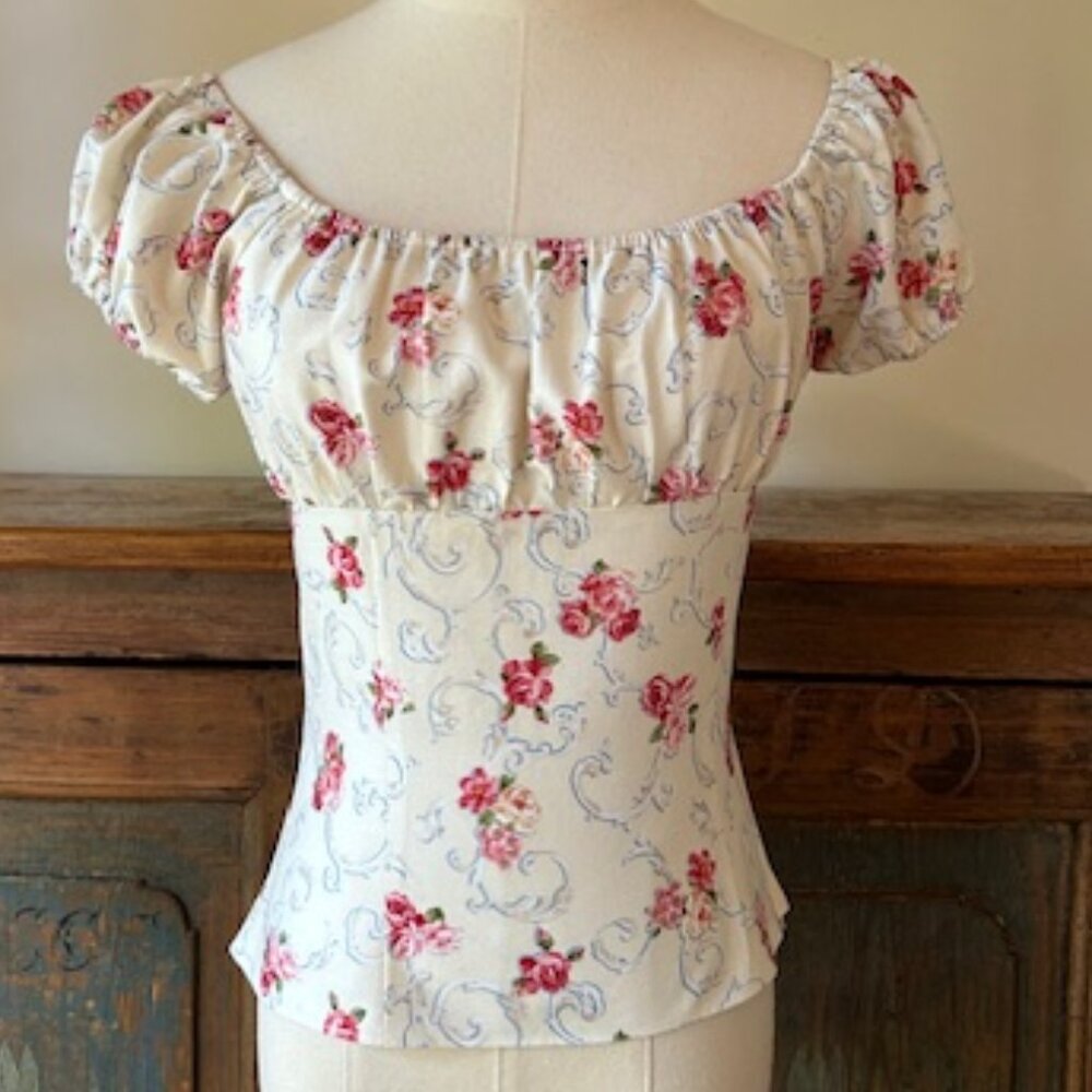 Bernie Dexter Pink Floral Retro Peasant Top